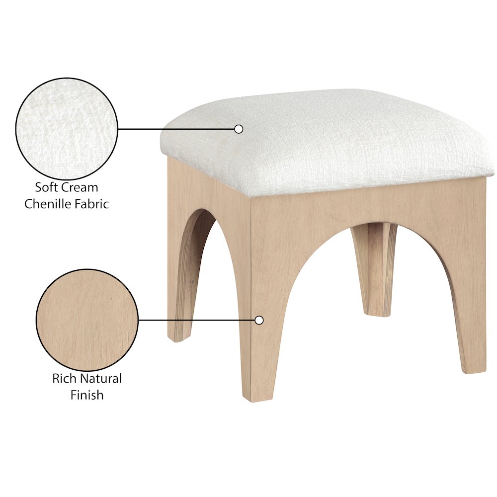 Lawson Cream Chenille Fabric Upholstered Ottoman