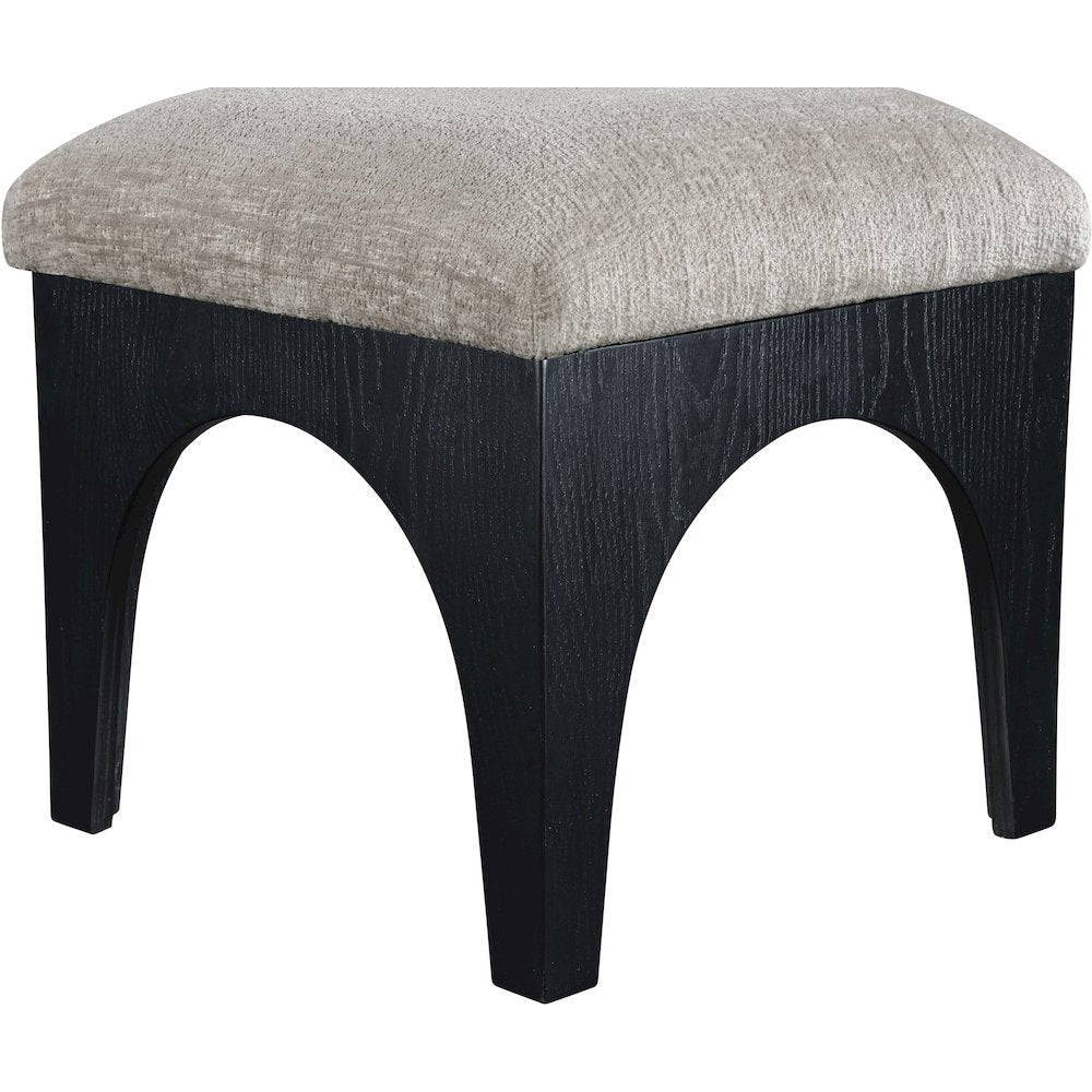 Lawson Grey Chenille Fabric Upholstered Ottoman