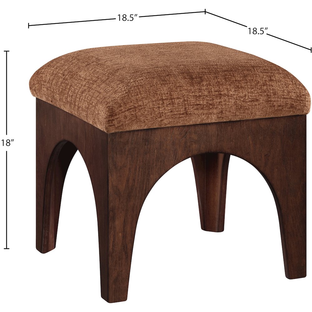 Lawson Cognac Chenille Fabric Upholstered Ottoman