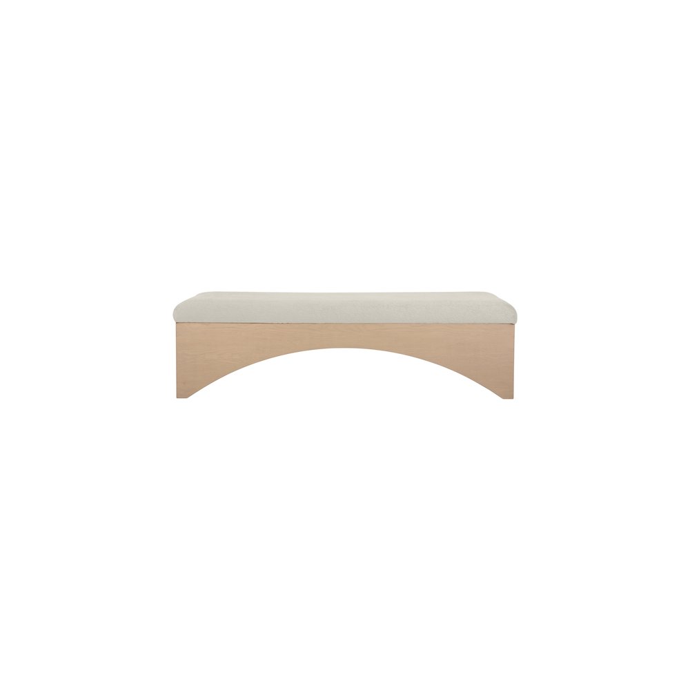 Lawson Cream Velour Fur Fabric Bench