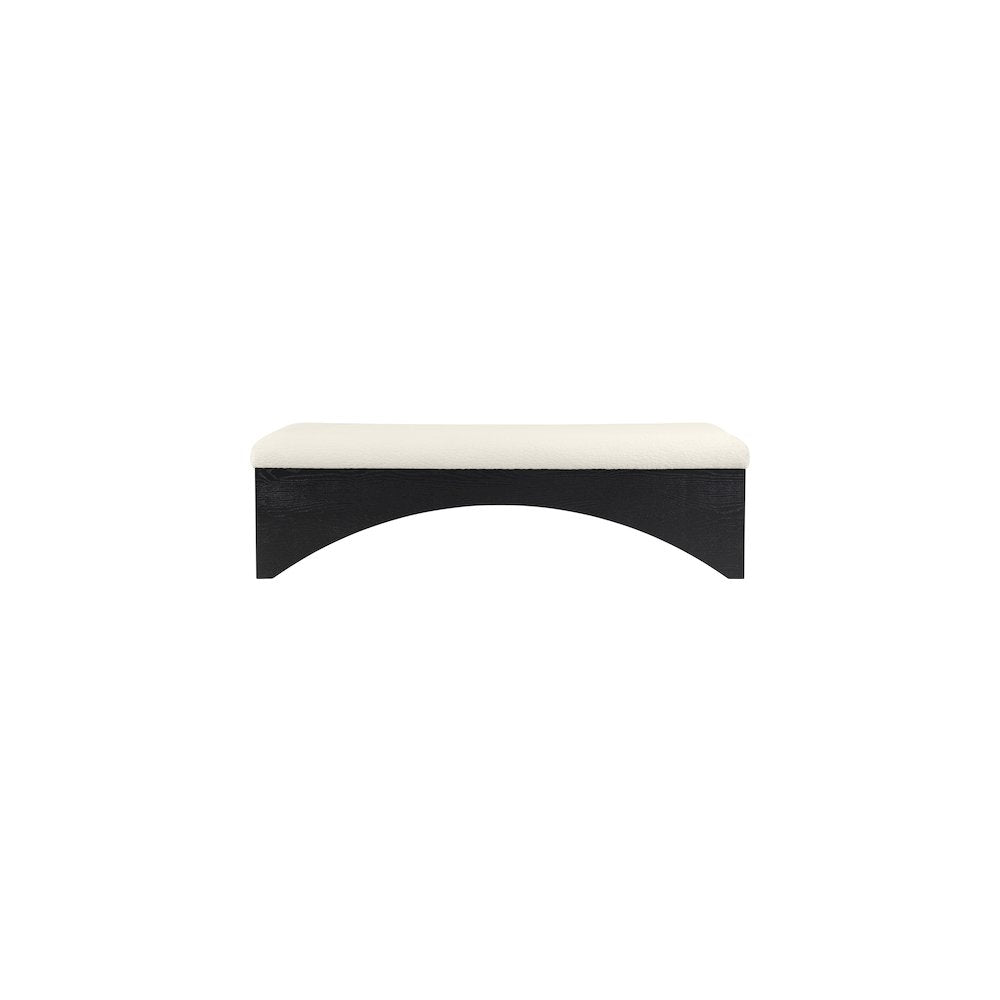Lawson Cream Velour Fur Fabric Bench