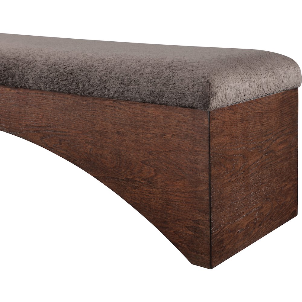 Lawson Brown Velour Fur Fabric Bench