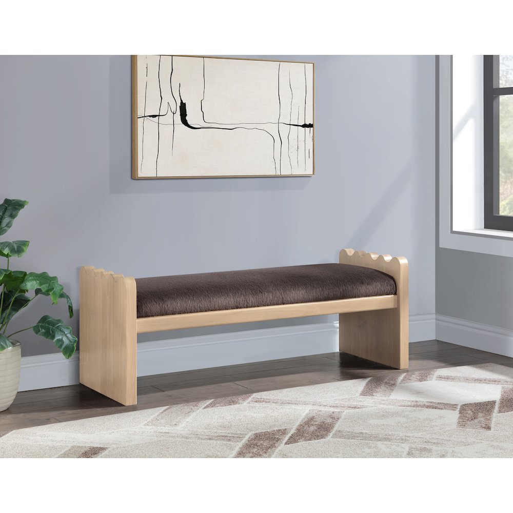 Sonia Brown Velour Fur Fabric Bench