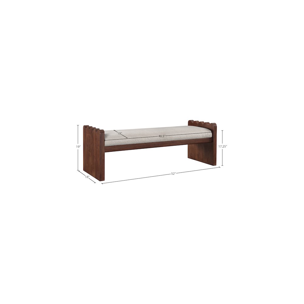 Sonia Beige Velour Fur Fabric Bench