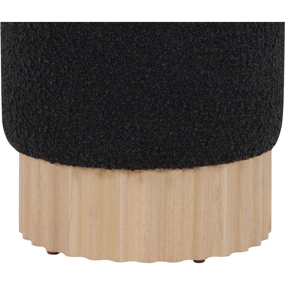 Veranda Black Boucle Fabric Ottoman/Stool