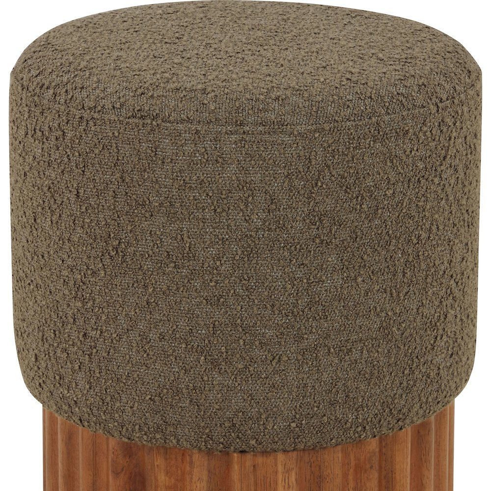 Veranda Olive Boucle Fabric Ottoman/Stool