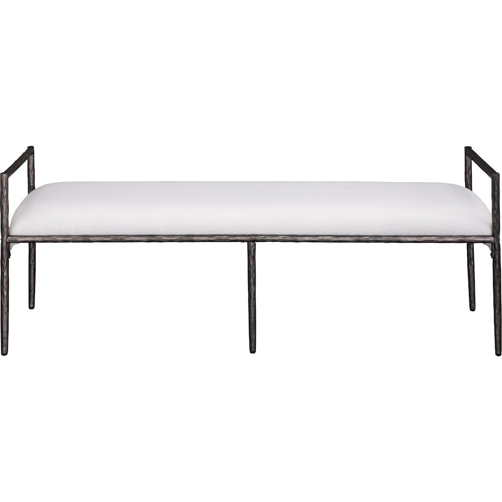 Axis Cream Linen Textured Fabric Upholstered Bench