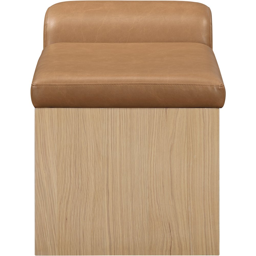 Delphine Cognac Vegan Leather Upholstered Bench