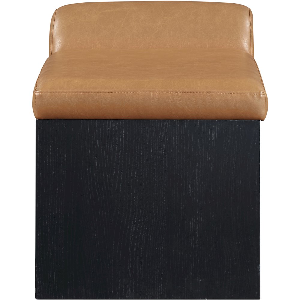 Delphine Cognac Vegan Leather Upholstered Bench
