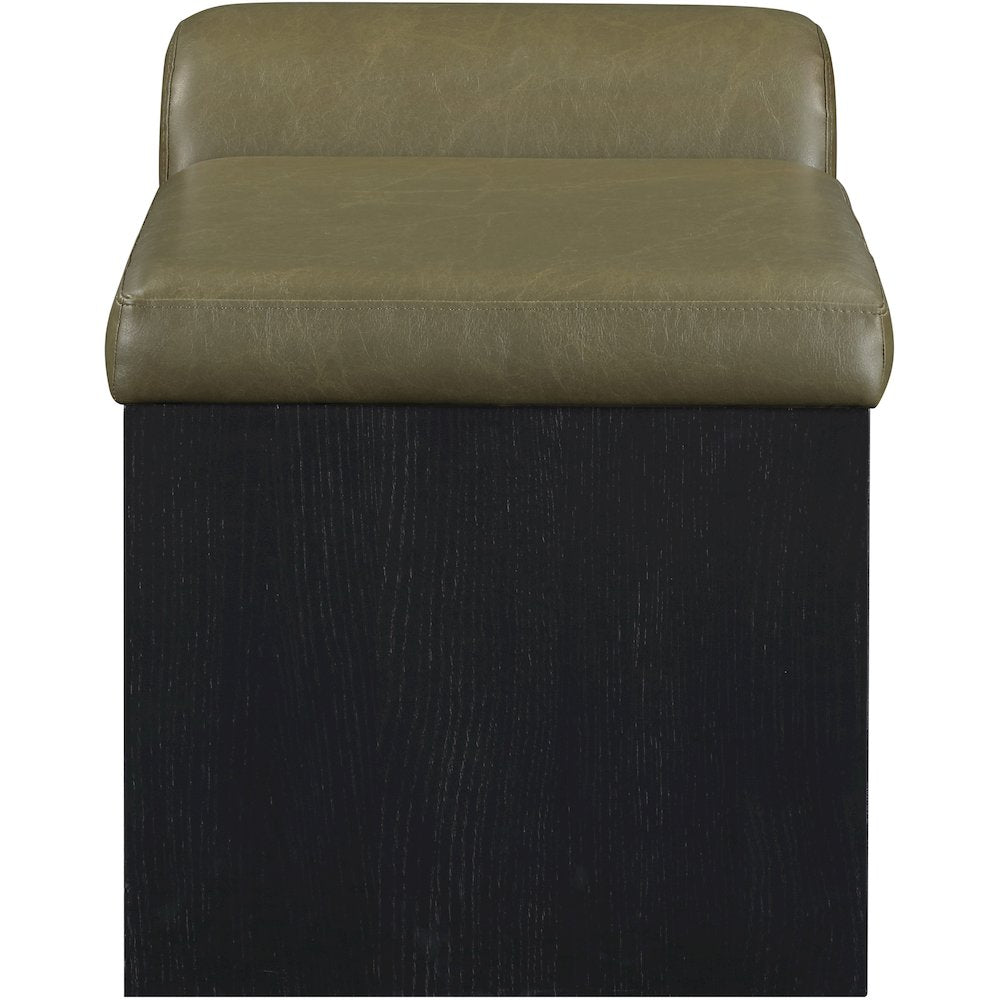 Delphine Olive Vegan Leather Upholstered Bench
