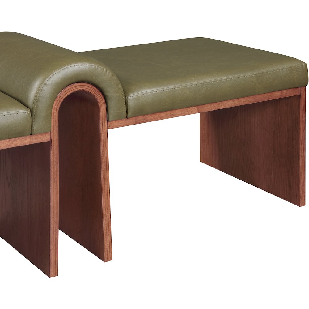 Delphine Olive Vegan Leather Upholstered Bench