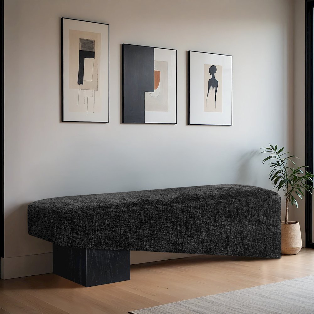 Alora Black Fabric Bench