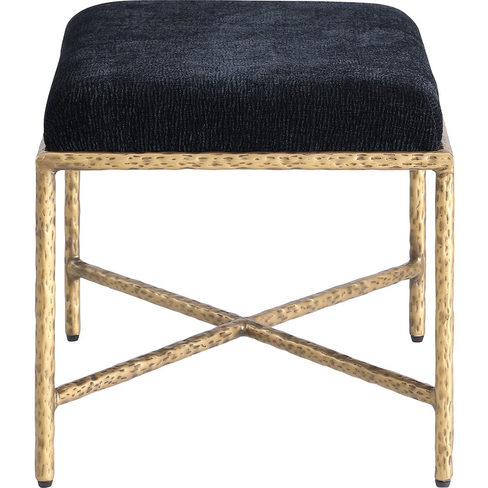 Valley Black Chenille Fabric Bench
