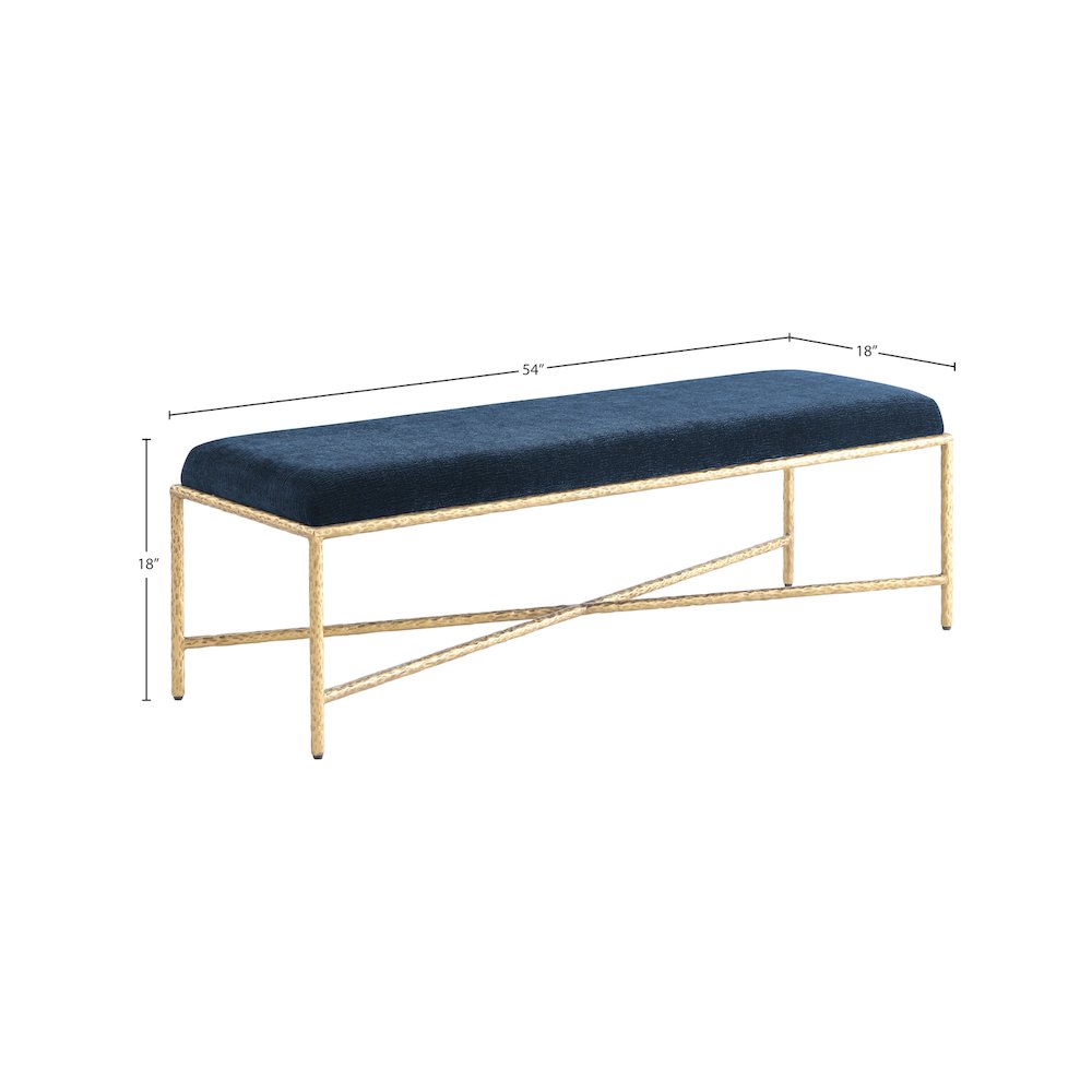 Valley Navy Chenille Fabric Bench