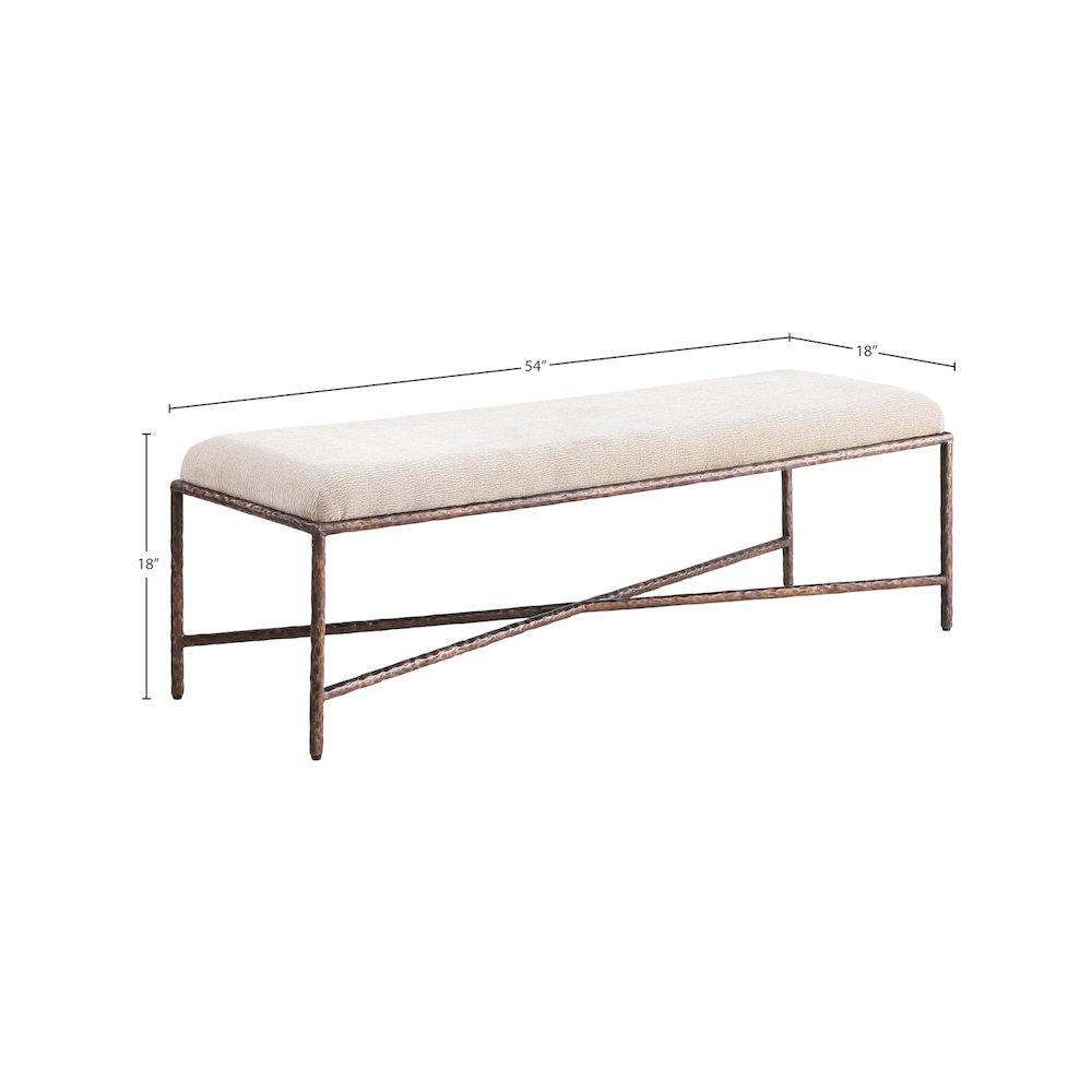 Valley Beige Chenille Fabric Bench