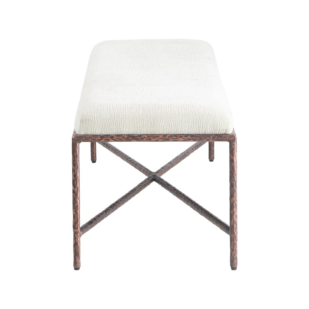 Valley Cream Chenille Fabric Bench