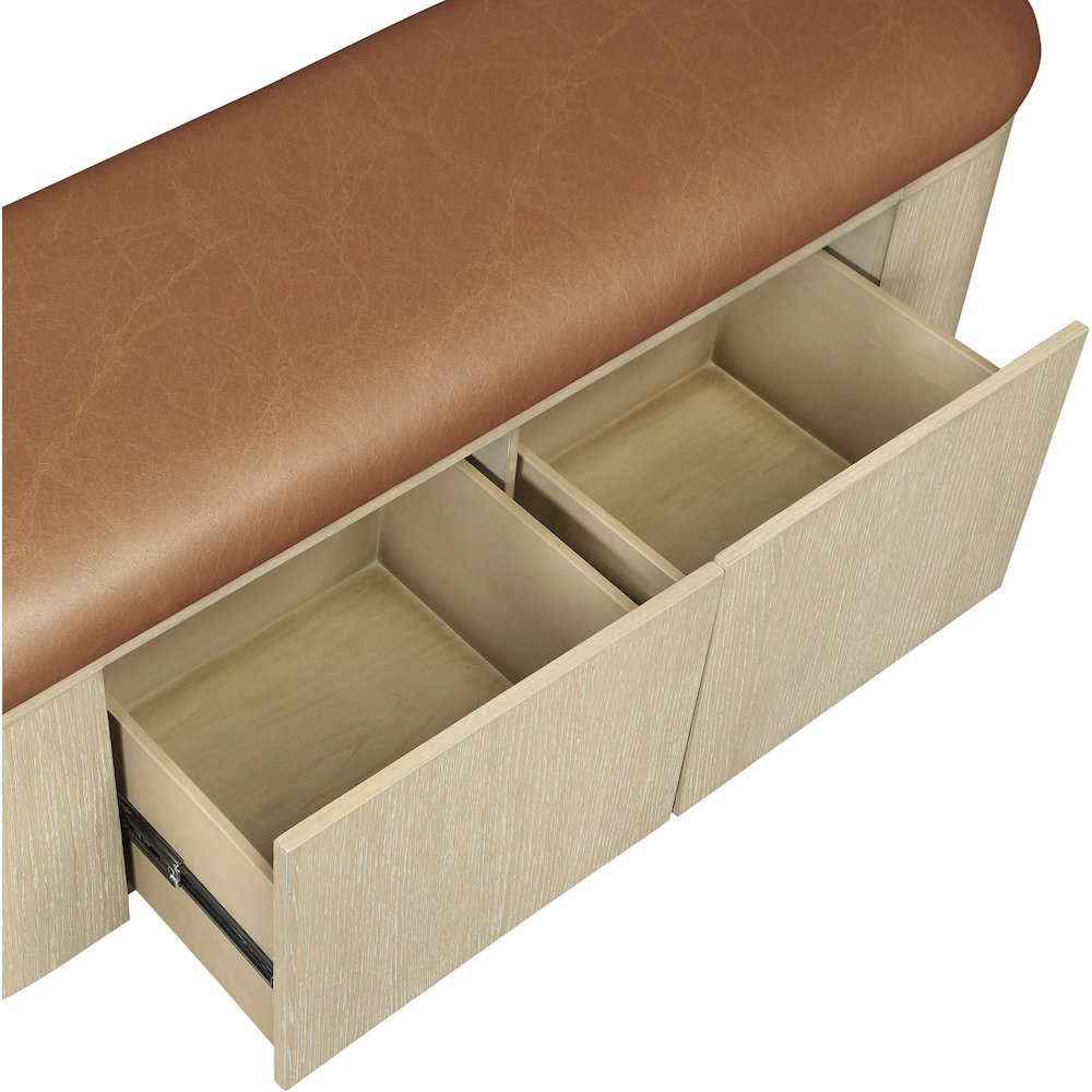 Velden Cognac Vegan Leather Upholstered Storage Bench