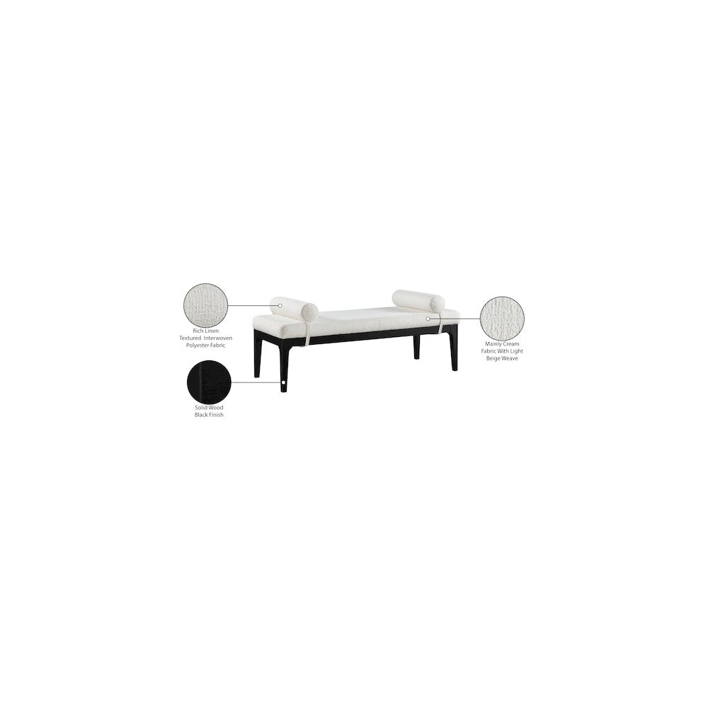 Priscilla Cream Linen Textured Fabric Bench