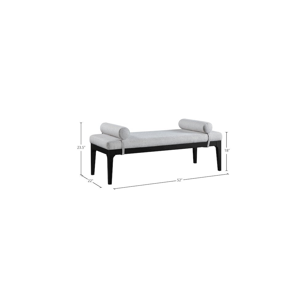 Priscilla Grey Linen Textured Fabric Bench
