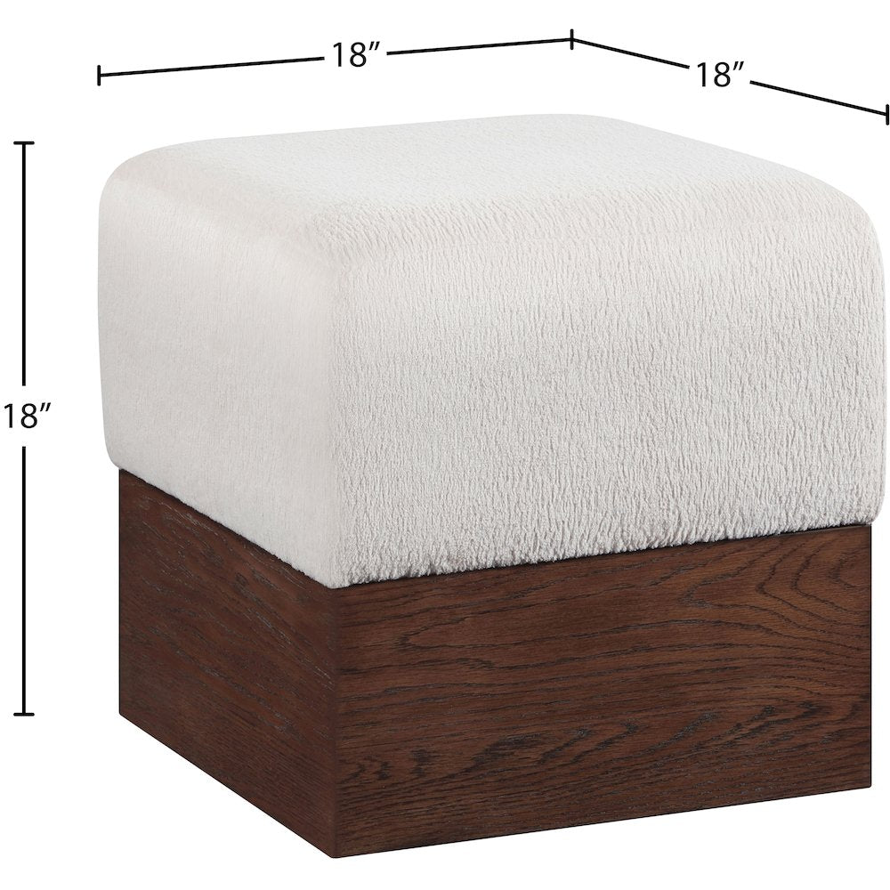 Havre Beige Velour Fur Fabric Ottoman/Stool