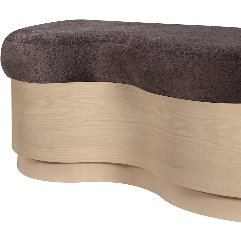 Savoy Brown Velour Fur Fabric Bench