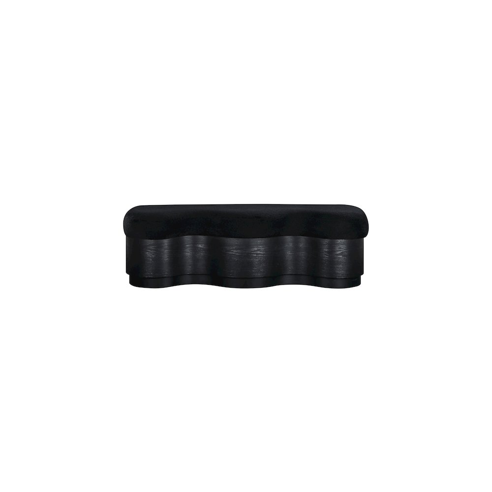Savoy Black Velour Fur Fabric Bench