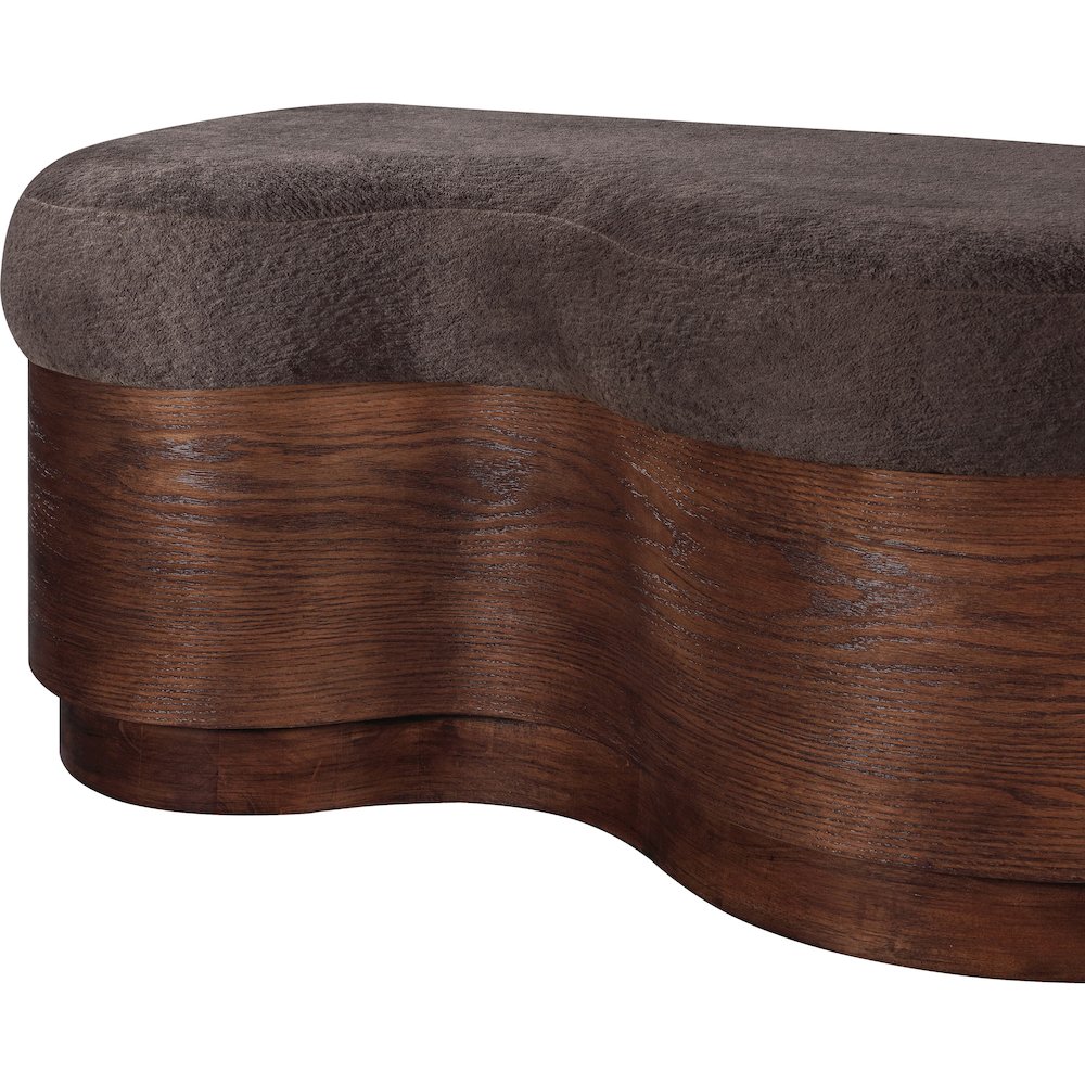 Savoy Brown Velour Fur Fabric Bench