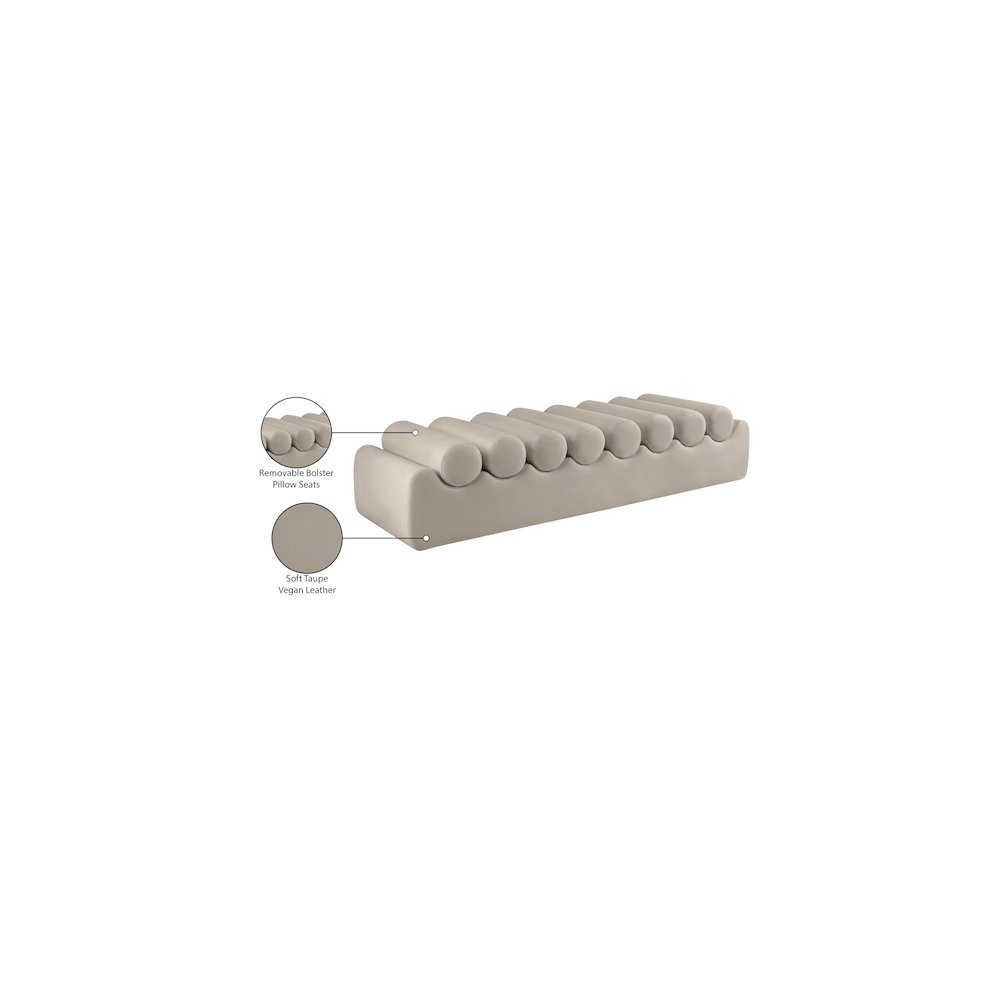 Rumble Taupe Vegan Leather Bench