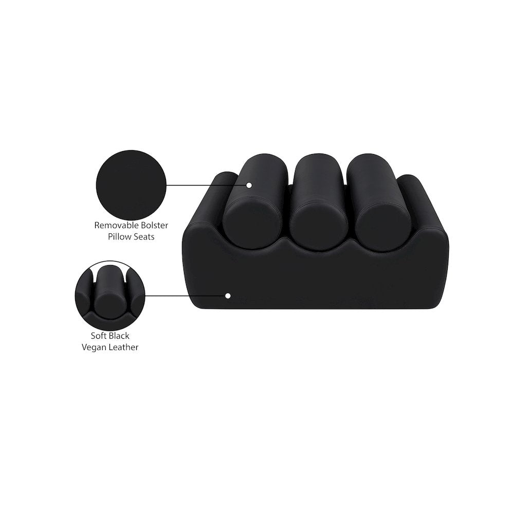 Rumble Black Vegan Leather Bench