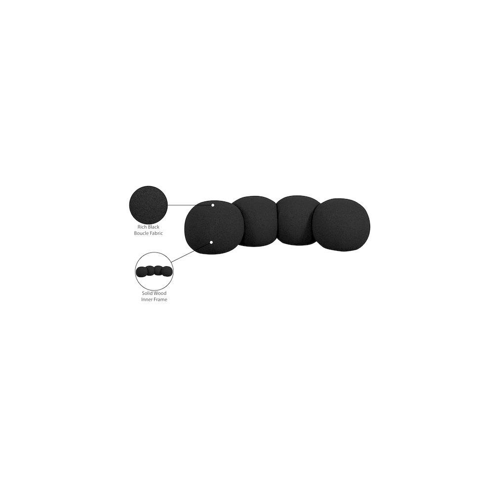 Apollo Black Boucle Fabric Bench
