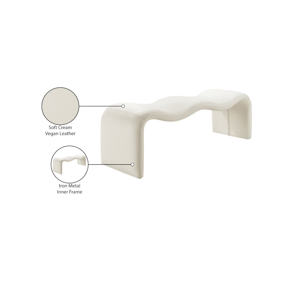Willow Cream Vegan Leather Bench