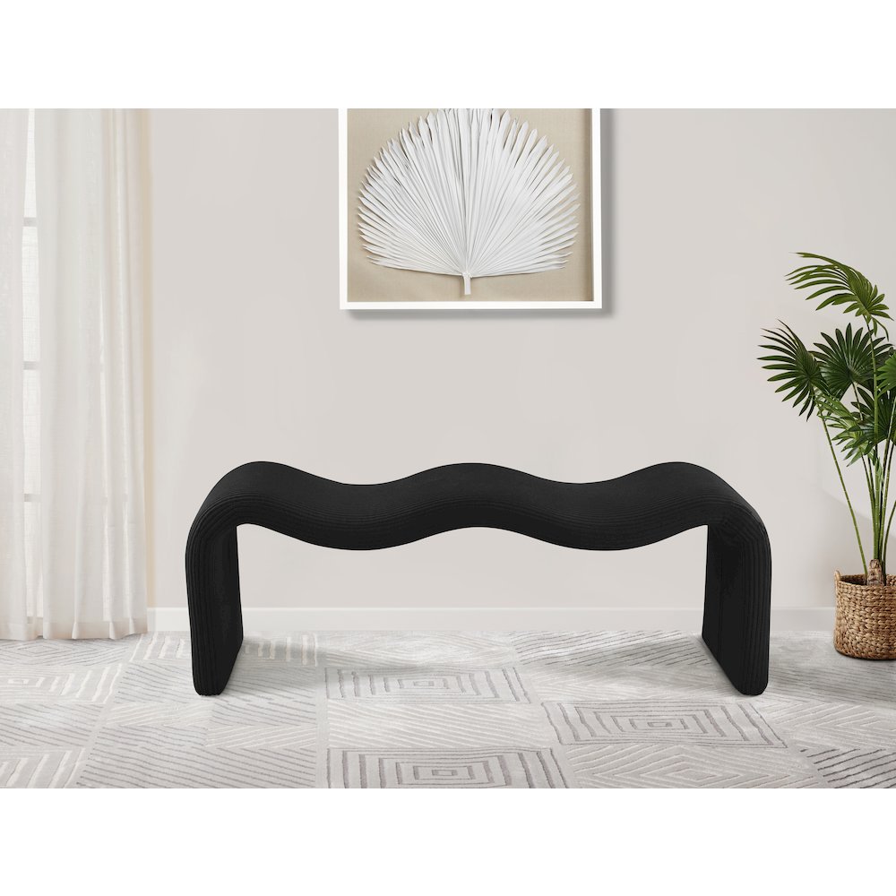Willow Black Corduroy Fabric Bench