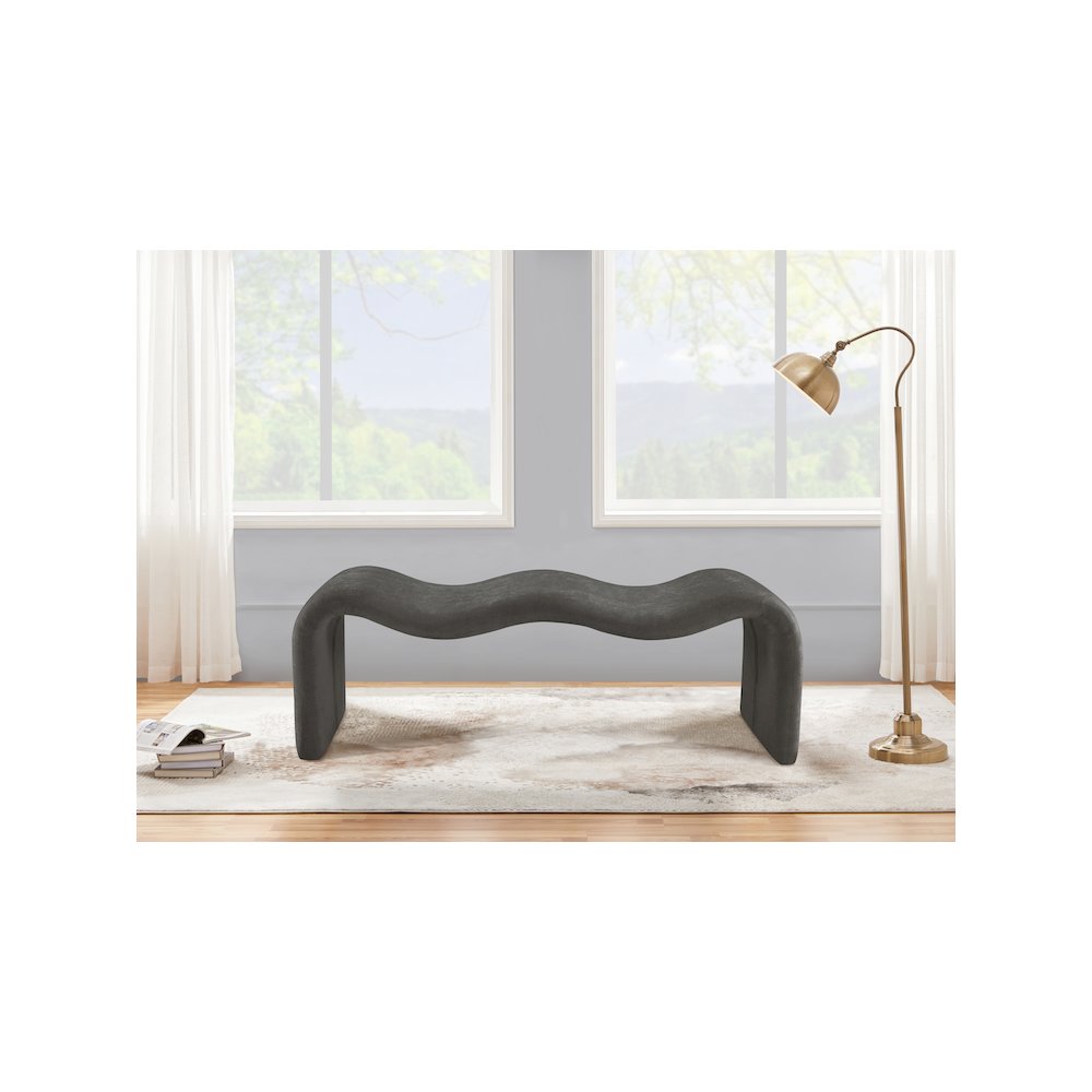Willow Grey Chenille Fabric Bench