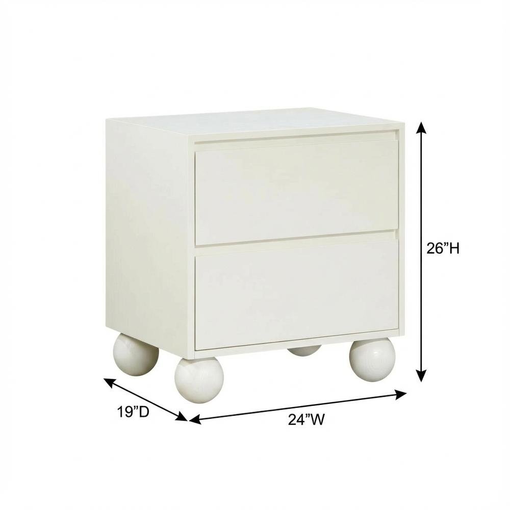 Cream Art Deco Nightstand with Elegant Finish and Modern Design
