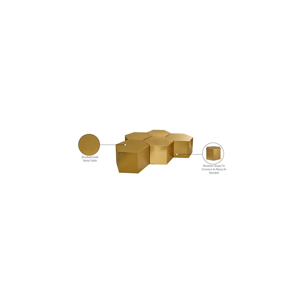 Hexagon Brushed Gold Coffee Table