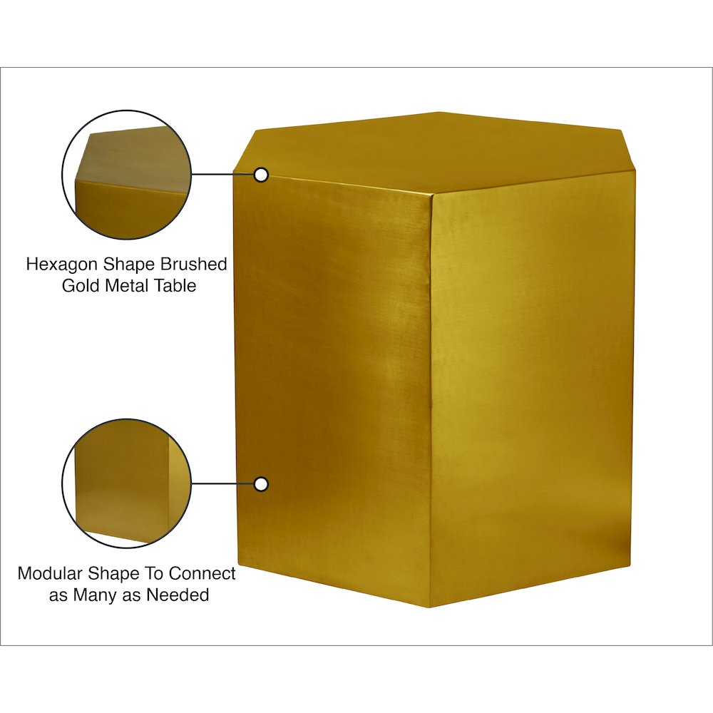 Hexagon Brushed Gold End Table
