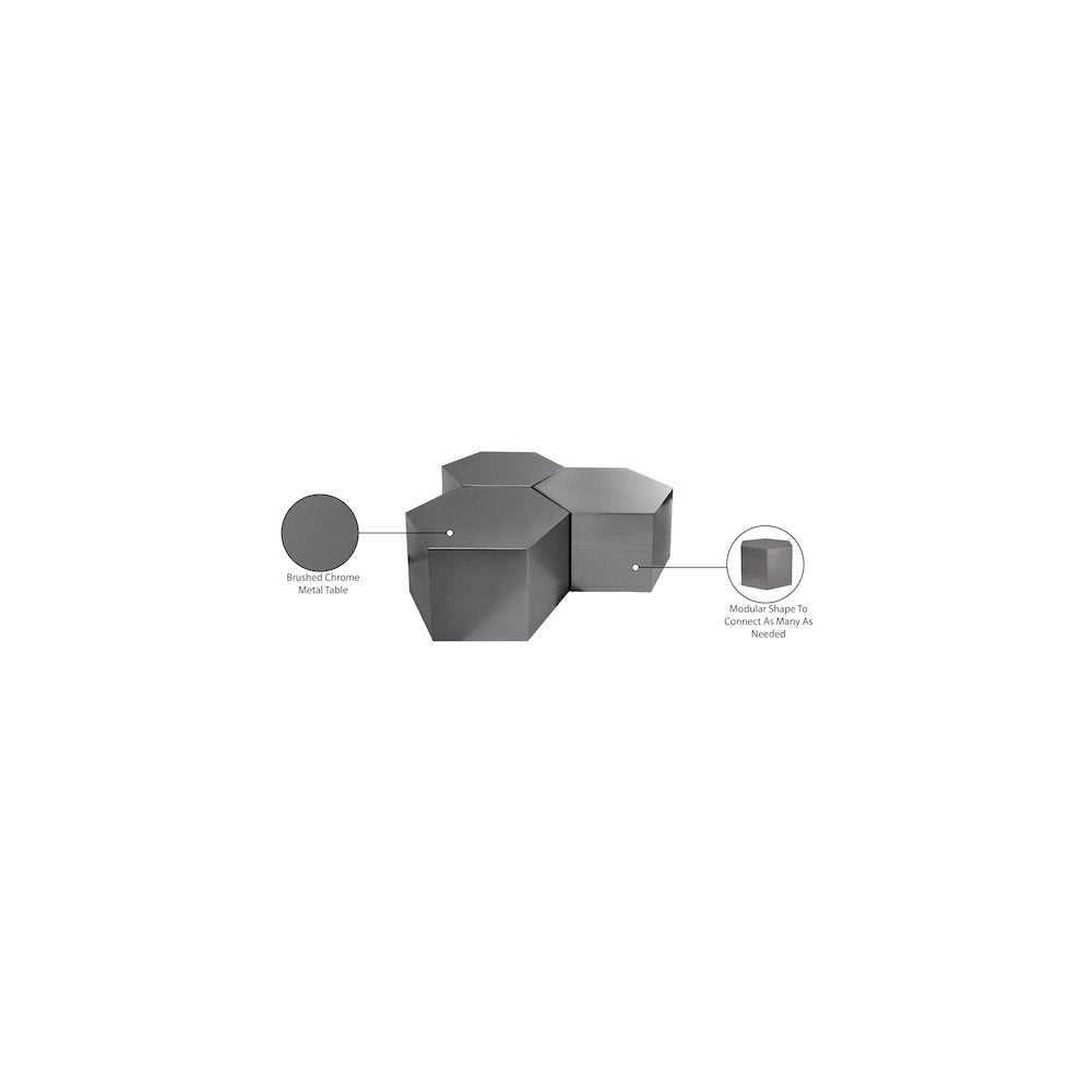 Hexagon Brushed Chrome Coffee Table
