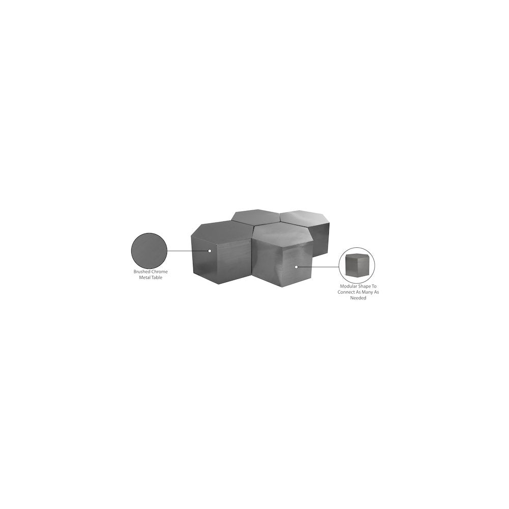 Hexagon Brushed Chrome Coffee Table