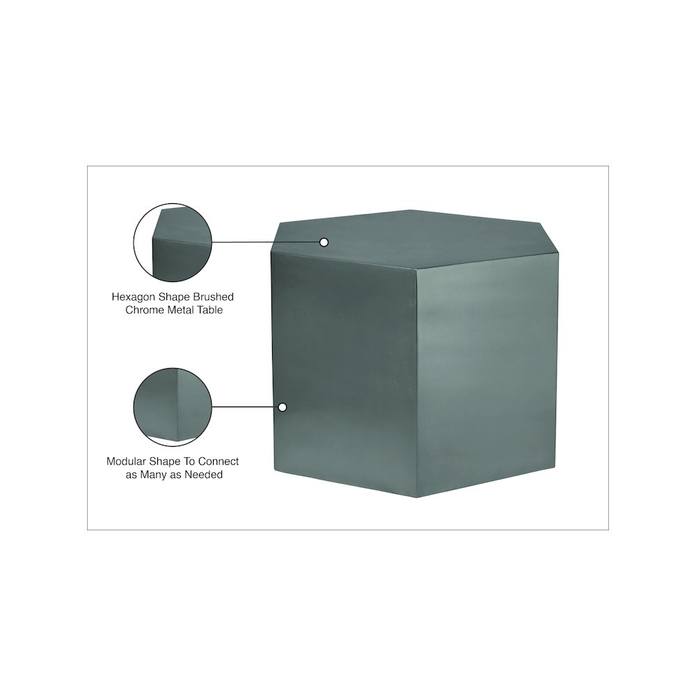 Hexagon Brushed Chrome Coffee Table