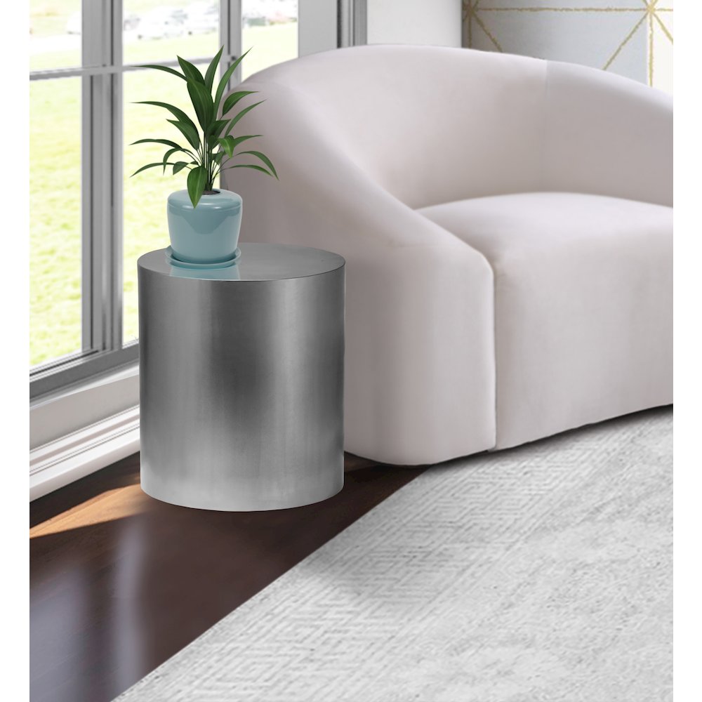 Cylinder Brushed Chrome End Table