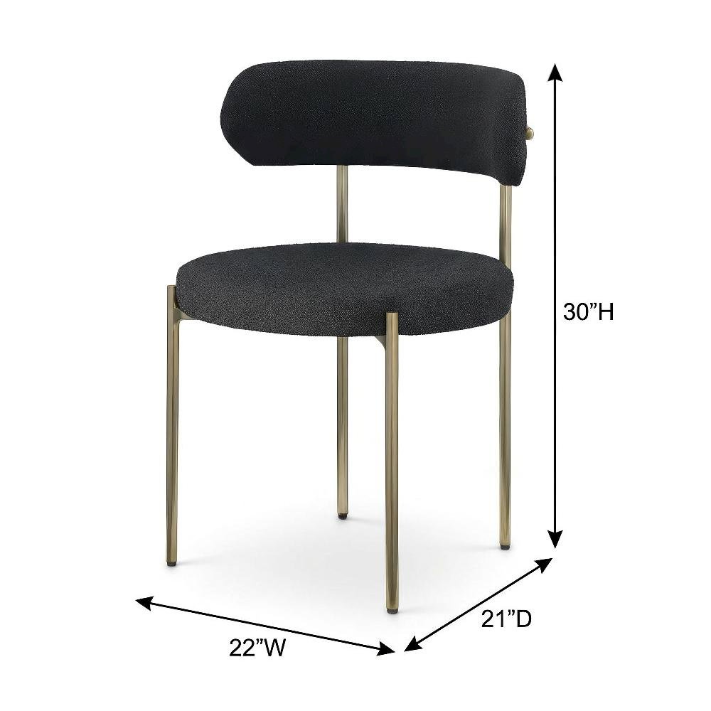 Brushed Brass Dining Chair Set of 2 with Boucle Fabric and Contemporary Design
