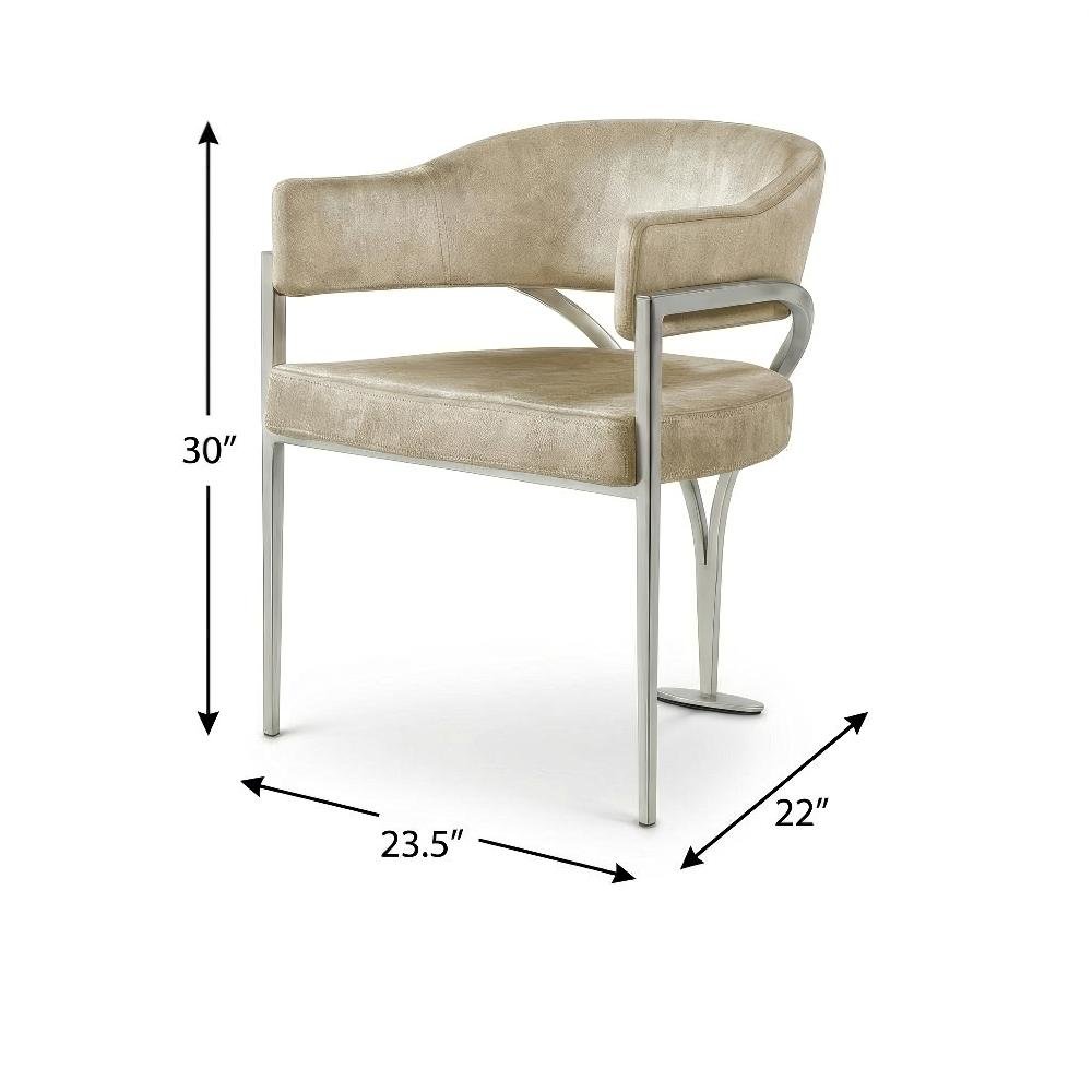 Silver Velvet Dining Chairs Set of 2 with Armrests and Contemporary Design