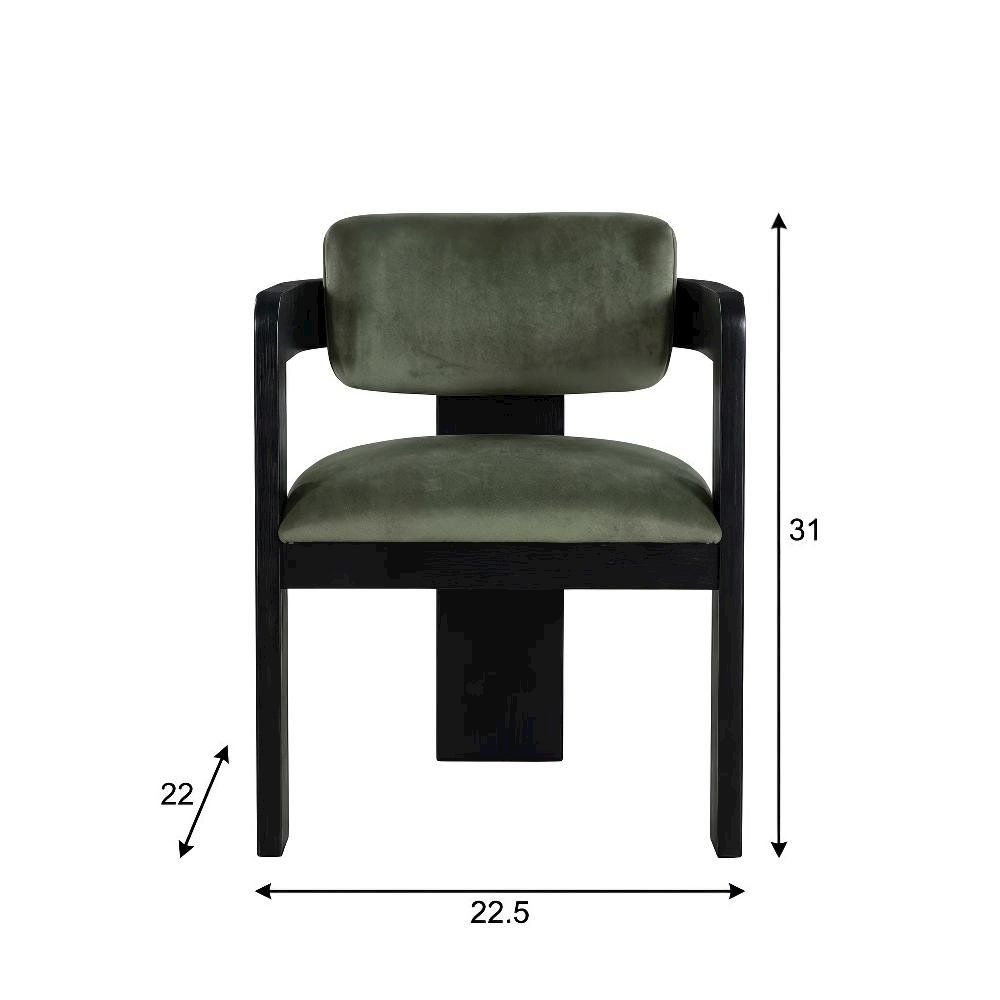 Black Velvet Dining Chairs Set of 2 with Armrests and Art Deco Design
