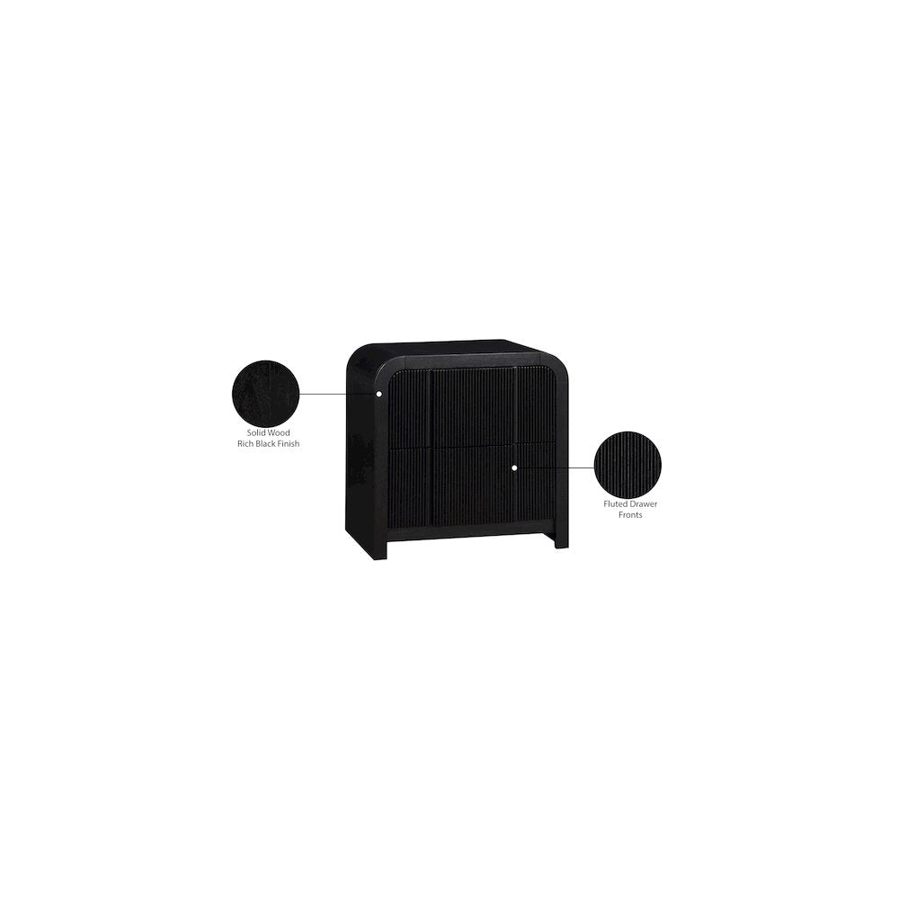Fluted Black Night Stand