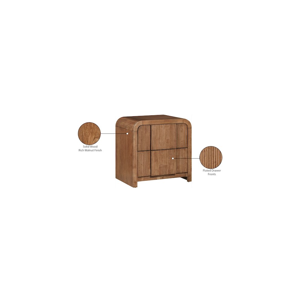 Fluted Walnut Night Stand