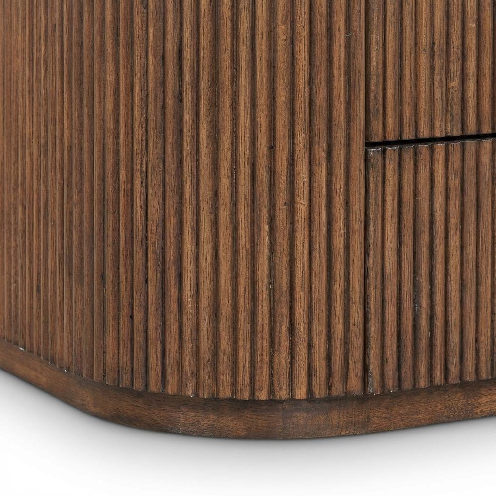 Contemporary Brown Wood Nightstand with Solid Wood and Oak Veneer Finish