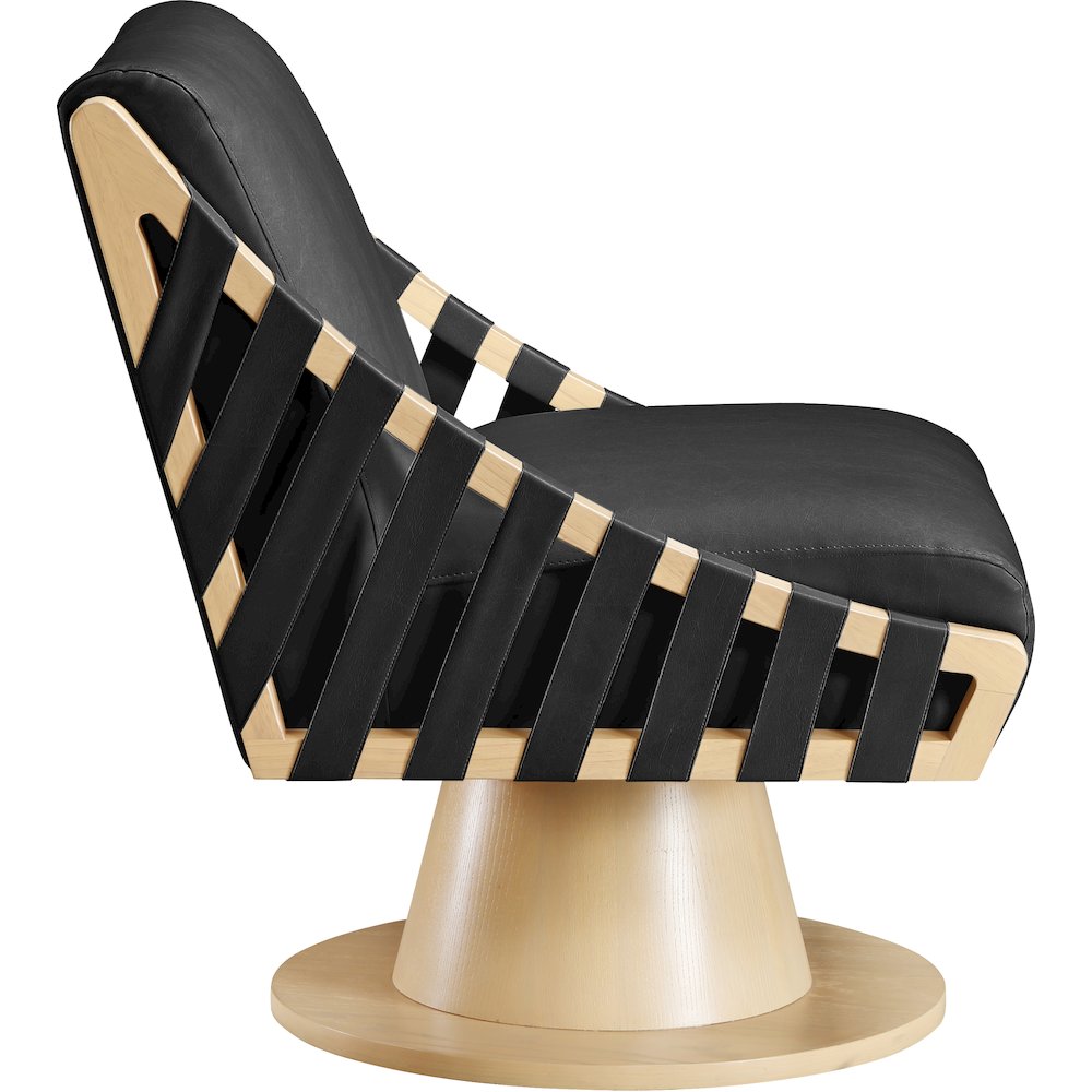 Millwin Black Vegan Leather Swivel Accent Chair
