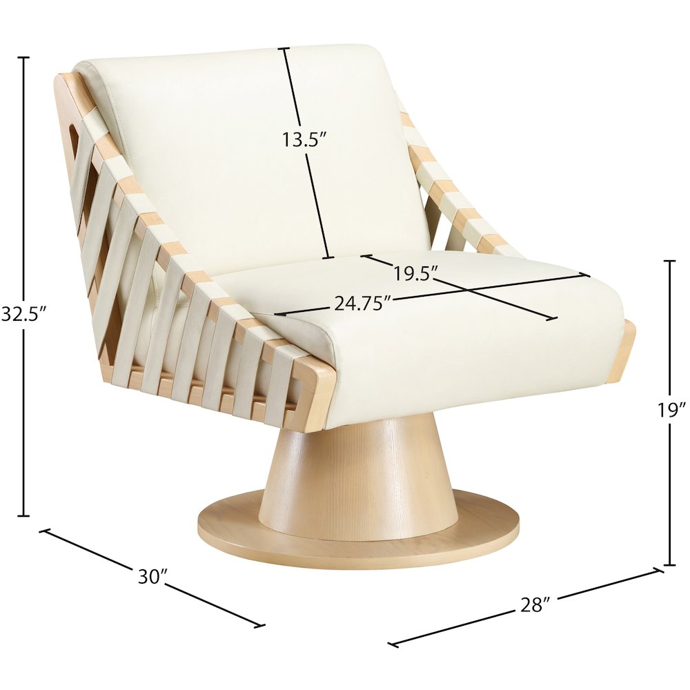 Millwin Cream Vegan Leather Swivel Accent Chair