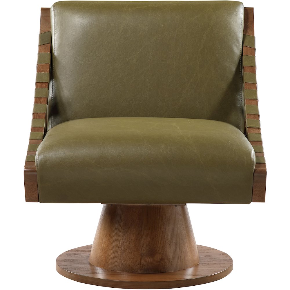 Millwin Olive Vegan Leather Swivel Accent Chair