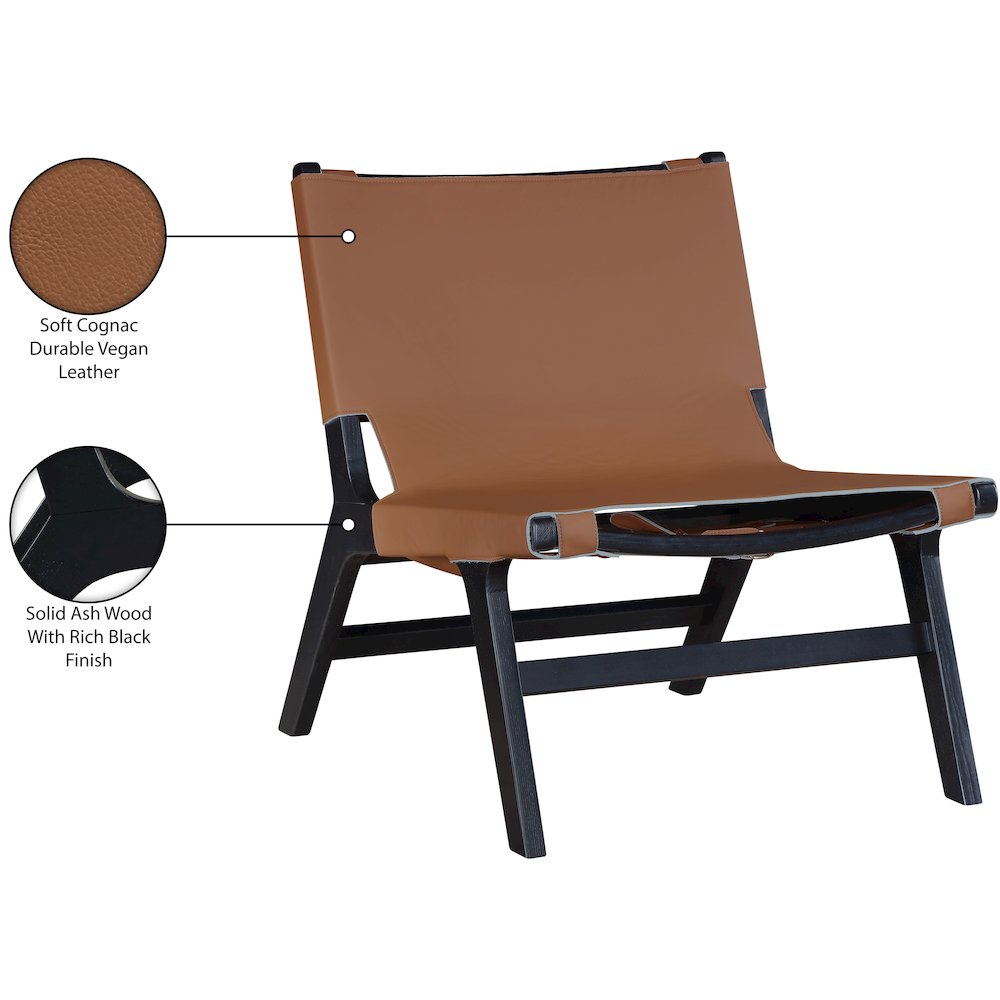 Rawlins Cognac Vegan Leather Upholstered Accent Chair